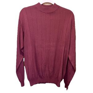 Fenzia Men’s Sweater Vintage Size Medium Burgundy Cotton Blend Crewneck